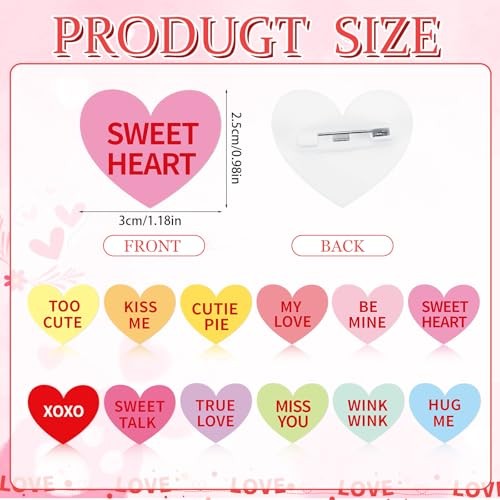 DTOFOOT 36 Pcs Valentine's Day Pins Acrylic Conversation one size, Multicolor  thumbnail 2