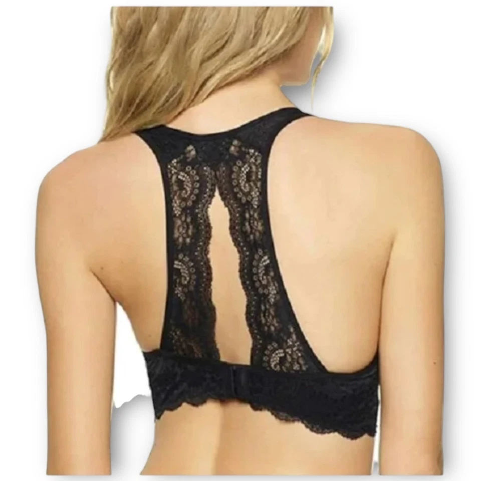 Nuevo en caja Bralette Felina de encaje espalda cruzada paquete de 2 para mujer grande negro gris Foto 4 de 4