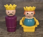 Vintage 70s Fisher Price Castle #993 King & Princess w/Seat Wooden Figures