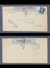 Mayfairstamps US 1916 New York Censored Milano to Switzerland WWI Cover aax_9551