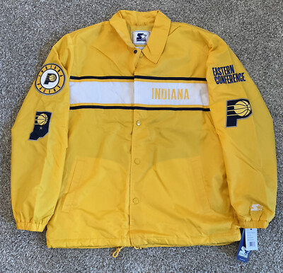 Indiana Pacers NBA Starter Patch Yellow Jacket Snap Button Down