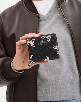 Coach Snap Wallet With Bow Print CZ346 Black Multi NWT | eBay