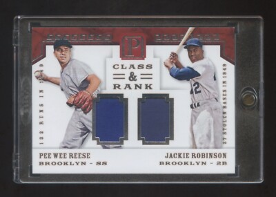2016 PANINI JACKIE ROBINSON-PEE WEE REESE DUAL GAME WORN PATCH #ED23/49 HOF RARE