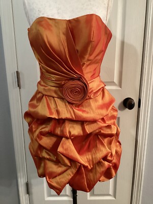 orange strapless dress with scarf Orange word of honor DRESS with foulard : the-are guests