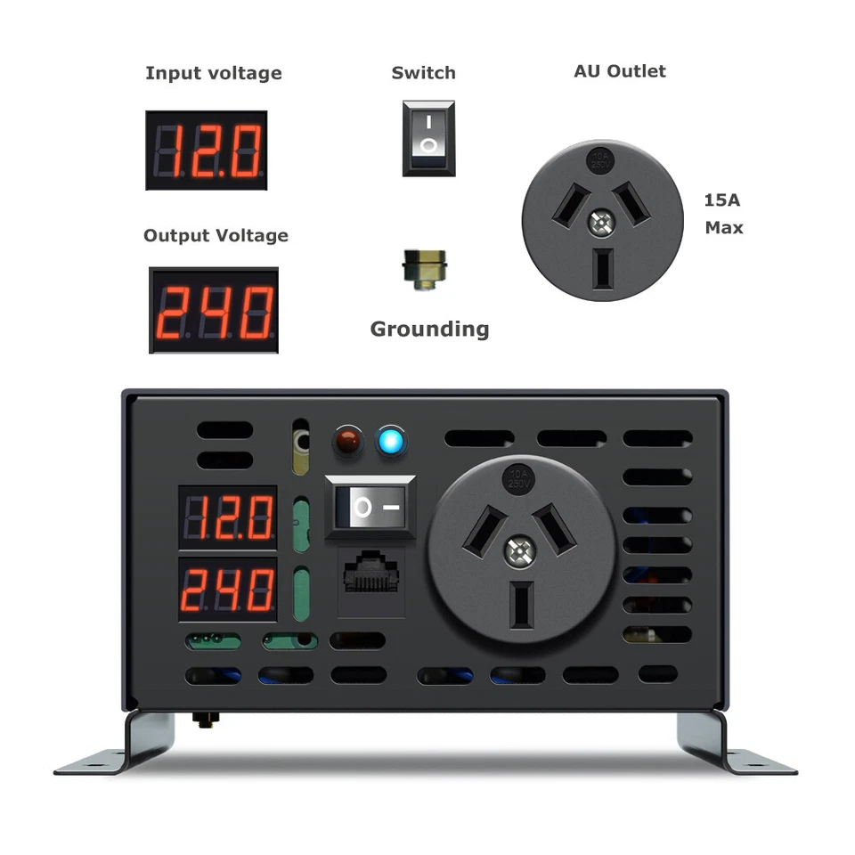 500W Pure Sine Wave Inverter 12V  240V Car DC to AC Power Converter Boat RV Camp - image 4 of 4