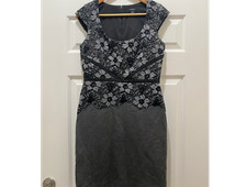 Ann Taylor Petite Dress Sleeveless Floral Lace Scoop Neck, Size 4 P