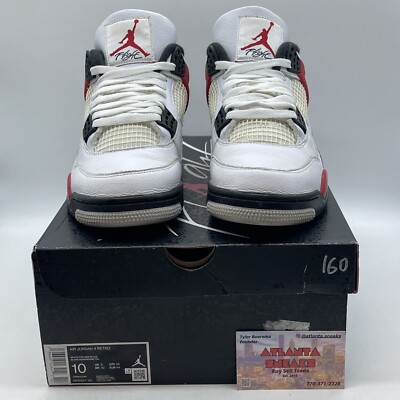 Size 10 - Jordan 4 Retro Mid Red Cement White Black Leather