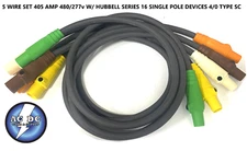 CAMLOCK - 10 FT 5 WIRE SET 400 AMP 480 VOLT M/F SERIES 16 HUB 4/0 600V