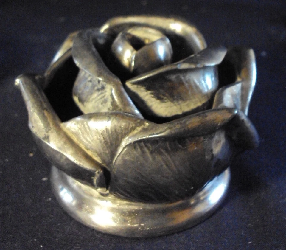 Wallace Plato Plata Flor Rana Grande Pesado Rosa Flor AZ Foto 2 de 4