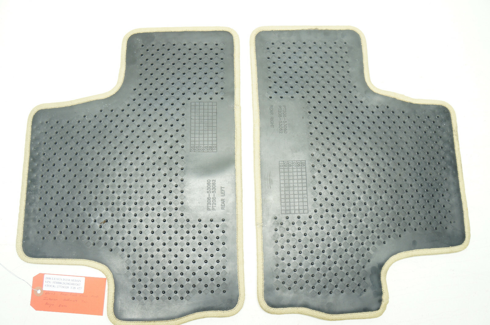 0613 LEXUS IS250 SEDAN REAR BACK FLOOR MATS INTERIOR CASHMERE TAN
