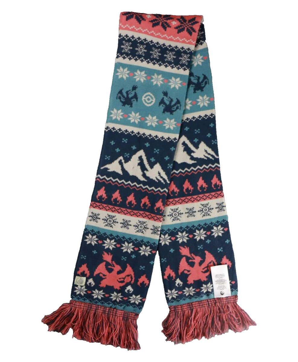 Pokemon Scarf Charizard Festive Holiday Snowflakes One Size Winter