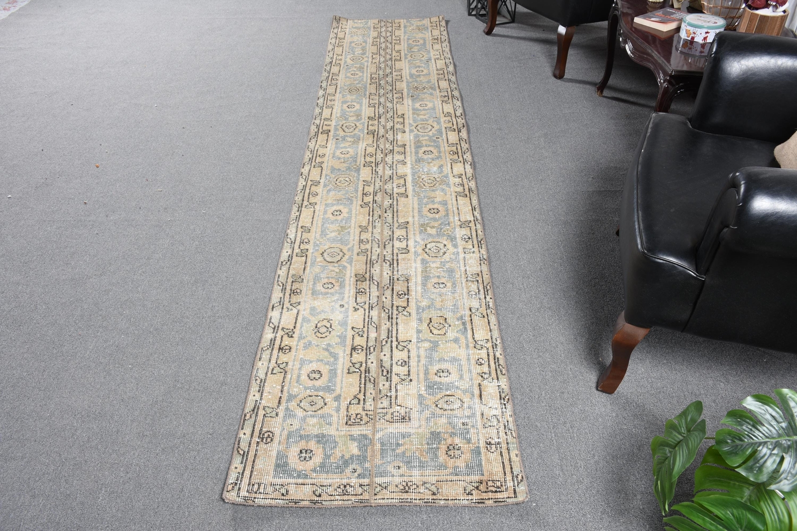 2.1x10.3 ft Runner Rug, Kitchen Rug, Neutral Rugs, Vintage Rug, Turkish Rugs