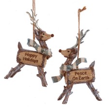 Rustic Glam Log Reindeer Ornaments