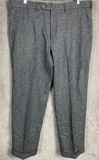 Lands' End Men's Traditional Fit Wool Dress Pants Birdseye Gray 37/31 