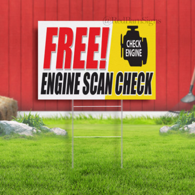 FREE Engine Scan Check Yard Sign Auto Repair Tire Dealer Service Bay | eBay
