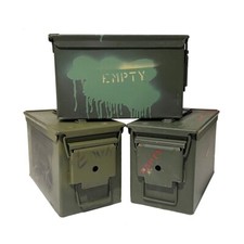 3-PACK THREE 50 CAL GRADE 2 AMMO CANS M2A1 5.56 EMPTY AMMUNITION CANS