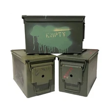 3-PACK! THREE 50 CAL GRADE 2 AMMO CANS M2A1 5.56 EMPTY AMMUNITION CANS
