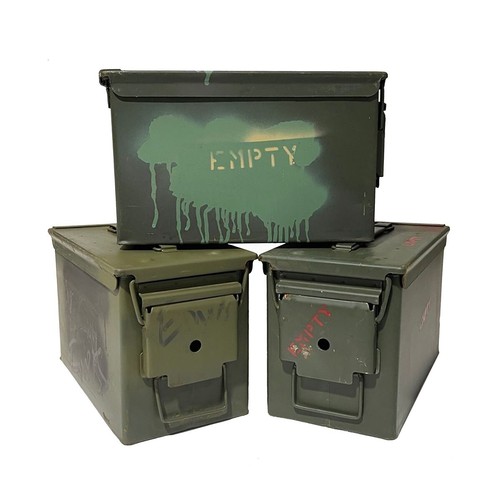 3-PACK! THREE 50 CAL GRADE 2 AMMO CANS M2A1 5.56 EMPTY AMMUNITION CANS