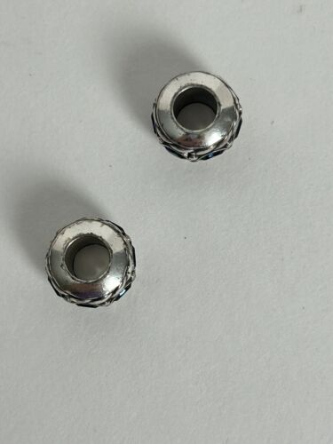 Brighton QUINTET Silver BLUE Swarovski Crystals Bead Charm - Set of 2 - Picture 3 of 4