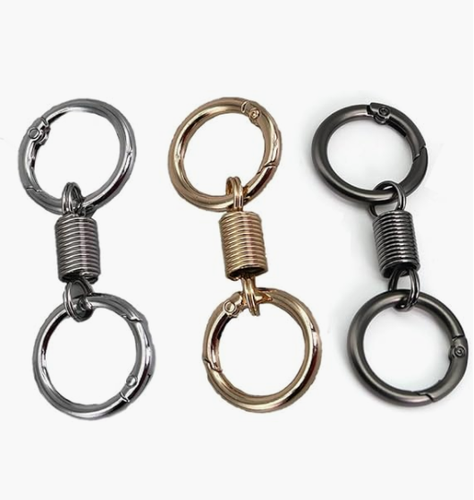 Nordic Retro Spring Double Ring Keychain, Spring Shaped Keychain ...