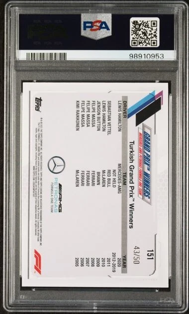 2021 TOPPS CHROME FORMULA 1 LEWIS HAMILTON GOLD WAVE REFRACTOR /50 #151 MINT 9 - Image 2 of 2