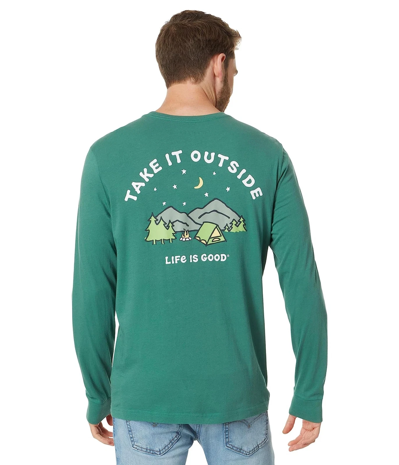 Man's Life is Good Take It Outside Camping Long Sleeve Crusher-Lite™ Tee