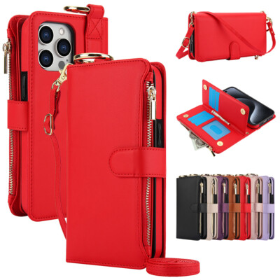 Für iPhone 15 14 13 12 11 Pro Max Crossbody Brieftasche Telefon Fall für Frauen