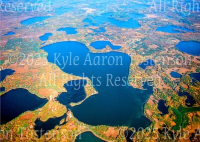 North Sand Lake, Voyager, Burnett County, Wisconsin Aerial Photo. Frame Optional