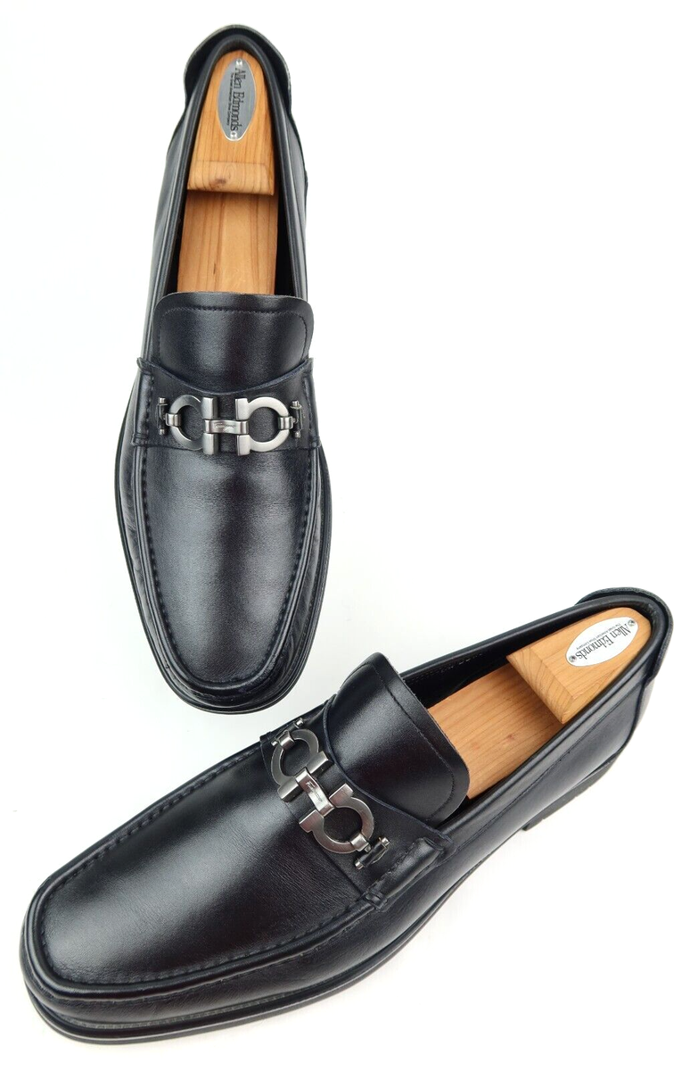 Salvatore Ferragamo Gancini Silver Bit Black Loafers Mens Size 12B Made in Italy Salvatore Ferragamo Black Leather Silver Gancini Bit  main image 2
