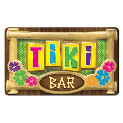 3 D Plastic Tiki Bar Sign Luau Hawaiian Tropical Fun Beach