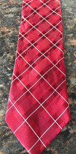 Stafford Tailored Men's Necktie Tie Red Silver Thread Diamond Pattern Silk New