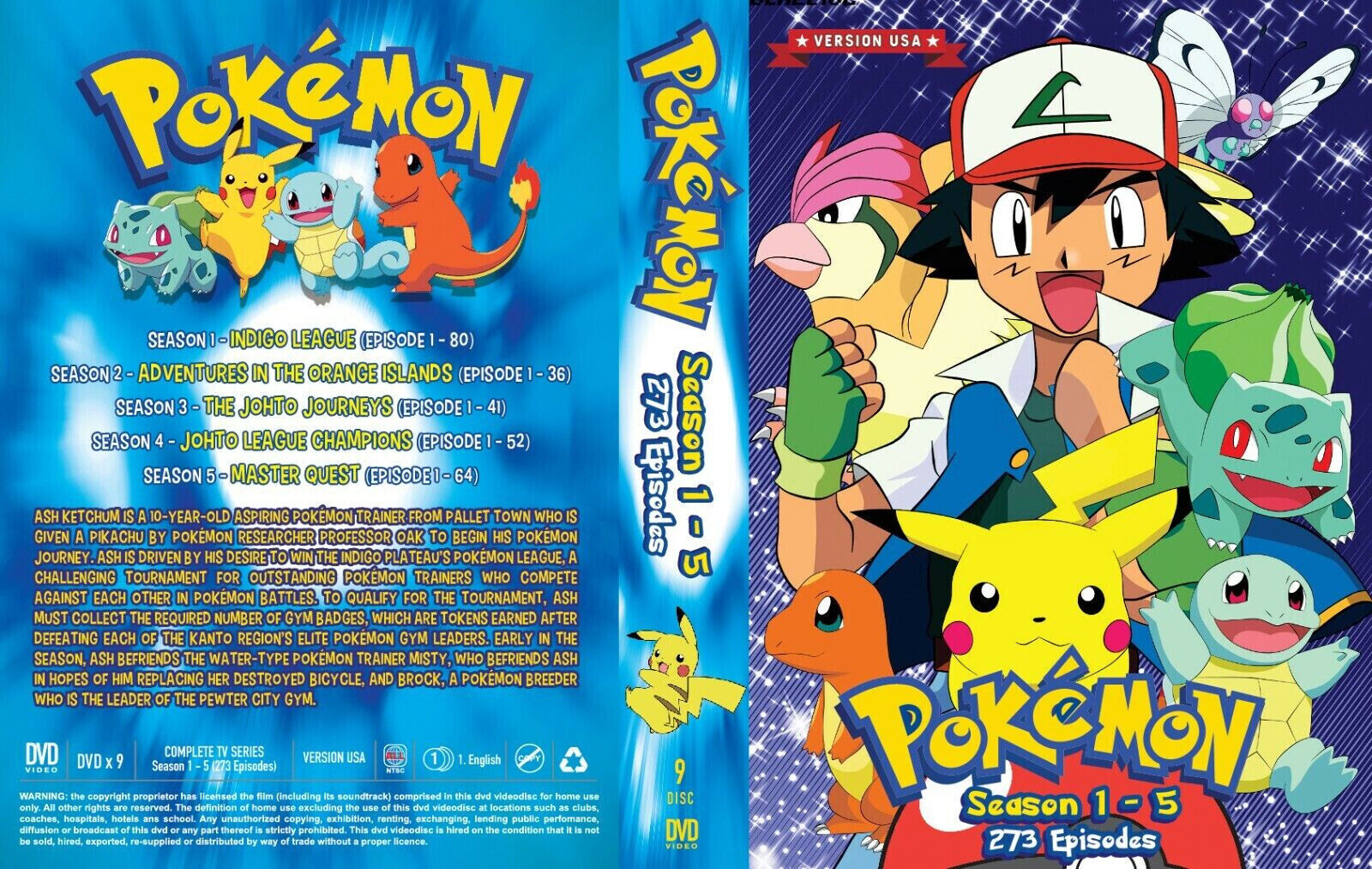 DVD Pokemon Complete TV Series Sea 16-20 VERSION USA 228 Episode English  Dubbed