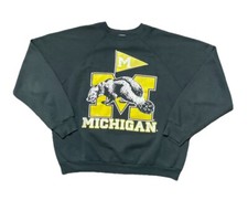 Vintage 90s University of Michigan Wolverines Crewneck Sweatshirt XL Rare Black