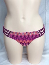 Women's NWT Hula Honey Pink Multi-Color Strappy Side Bikini Bottom