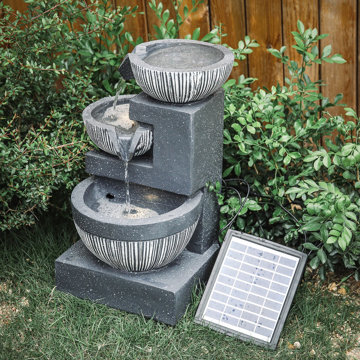 220v Solar Powered Electric Garden Water Feature Cascading Water