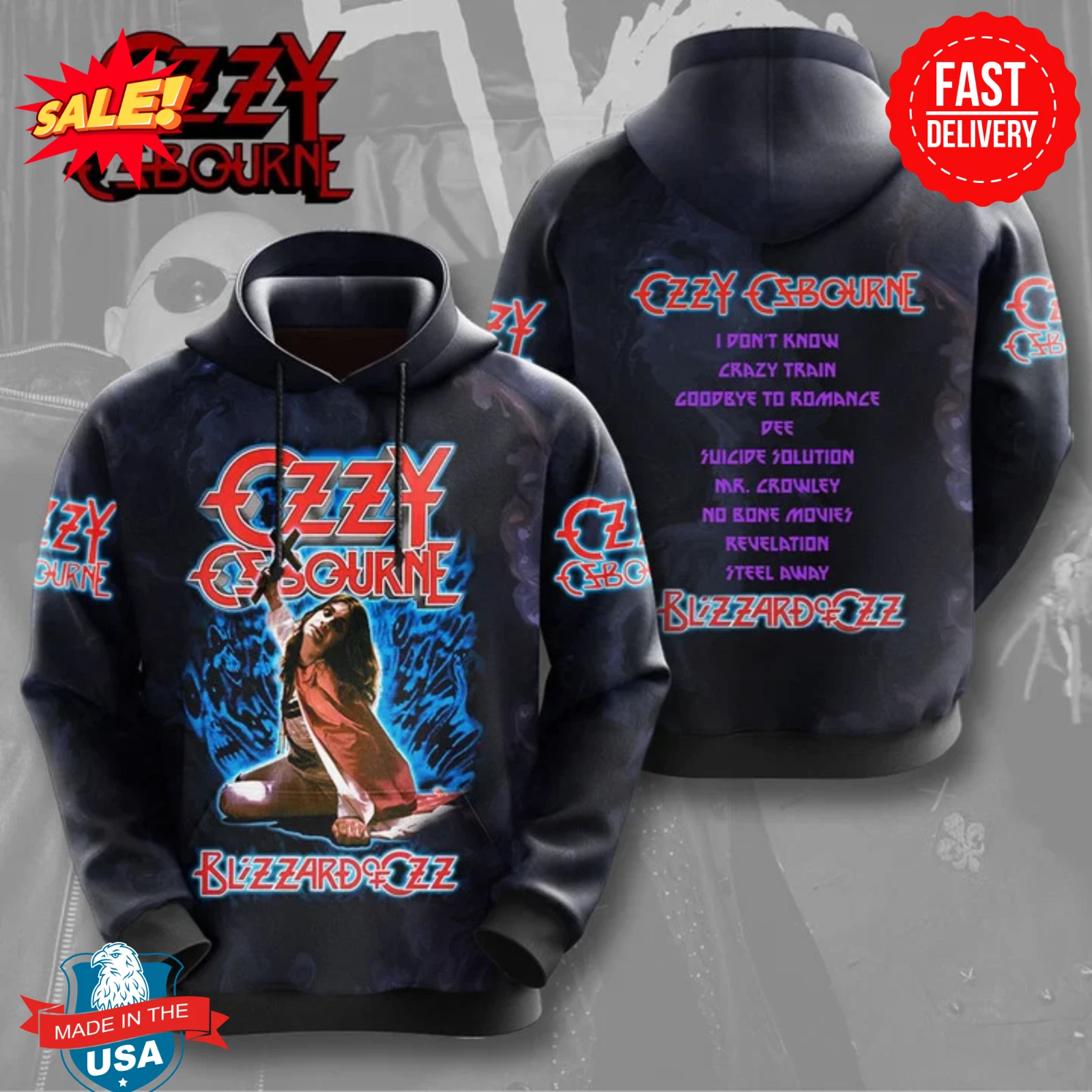 Ozzy Osbourne Band Blizzard Of Ozz 3D Hoodies S-5XL