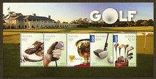 Australia Sc# 3569a, 2011 Presidents Cup Golf Tourn. Sheet of 5, MNH SCV: $12.00