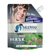Natural Men Mud Mask with Geranium, Dead Sea Clay Pore Cleanser Face Body & Hair