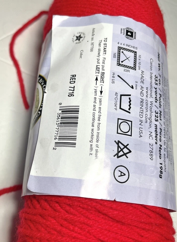 CARON PERFECT MATCH YARN. 1 PARTIAL pk. RED. I Combine Shipping, Read - Image 4 of 4