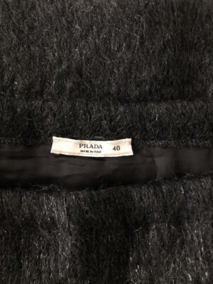 Vintage PRADA FW 1998 Runway Collection Black Wool Ribbed Mini
