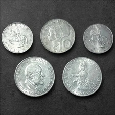 1957-1966 🇦🇹 Lot of 5 Austrian Silver Coins 5, 10, 25 Schilling Free Shipping!