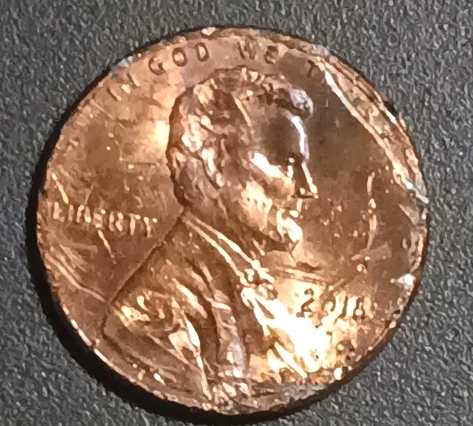 Planchet Lamination Peel Lincoln Penny 2018 Great Coin See Photos   - Image 2 of 4