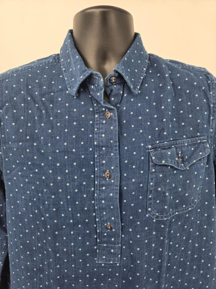 Camisa Polo Mujer Lauren Ralph Lauren Grande Azul Blanco Lunares Manga Larga Foto 3 de 4