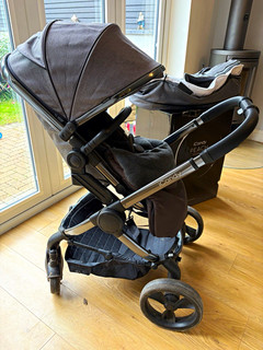iCandy Peach Phantom Dark Grey Twill Travel System Pushchair Carrycot Basket