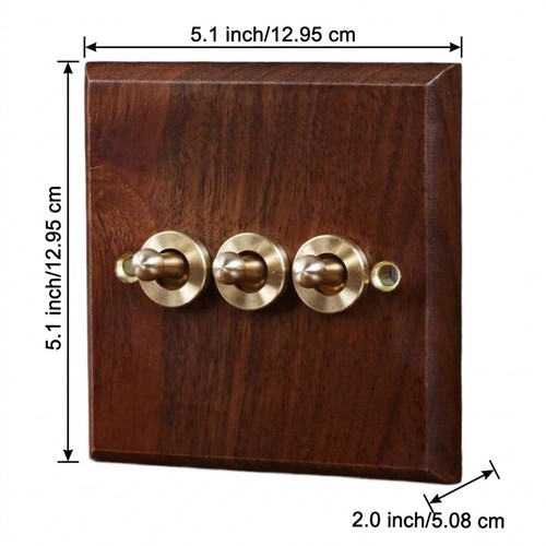 Wooden Wall Switch Socket in Solid Walnut with Brass For Toggle for ...