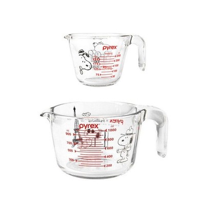 Pyrex Snoopy Glass Measuring Cup 250ml 1000ml Peanuts Heat Resistant Baking