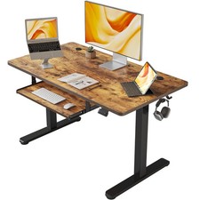 FEZIBO Height Adjustable Electric Standing Desk with Keyboard Tray 100 x 60 cm