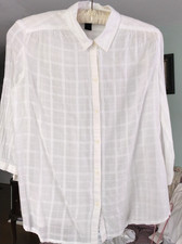 Lightweight blouse, S, cotton, white, button up, 3/4 sleeve, collar, relaxed