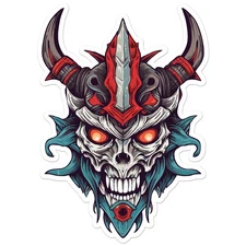 Demon Skull Horns - Vinyl Decal Sticker - Car Window Laptop - ebn9814