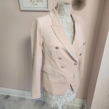 White House Black Market pink velvet blazer double breasted jacket 4